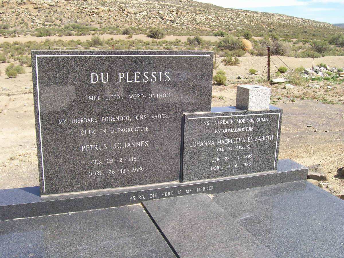 PLESSIS Petrus Johannes, du 1887-1979 &amp; Johanna Magrietha Elizabeth DU PLESSIS 1899-1986