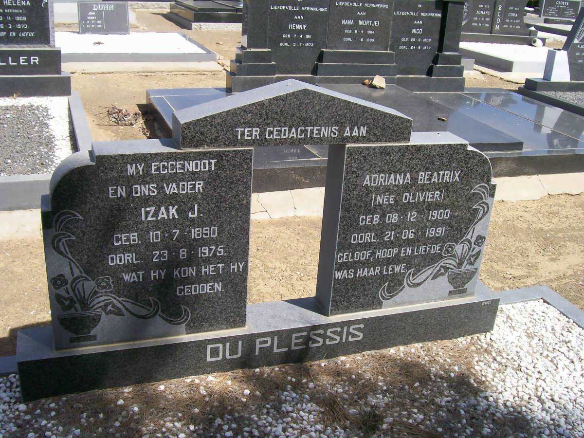 PLESSIS Izak J., du 1890-1975 &amp; Adriana Beatrix OLIVIER 1900-1991