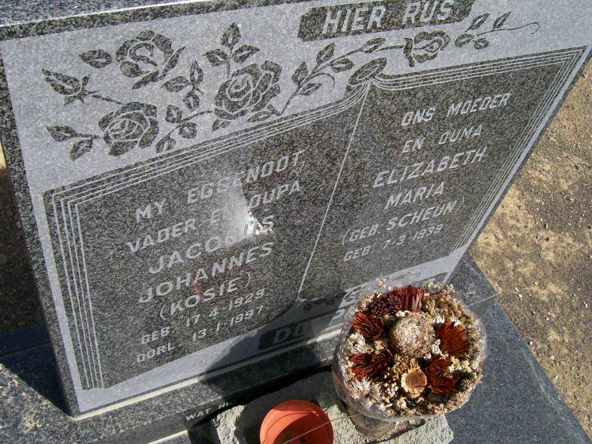 PLESSIS Jacobus Johannes, du 1929-1997 &amp; Elizabeth Maria SCHEUN 1939-