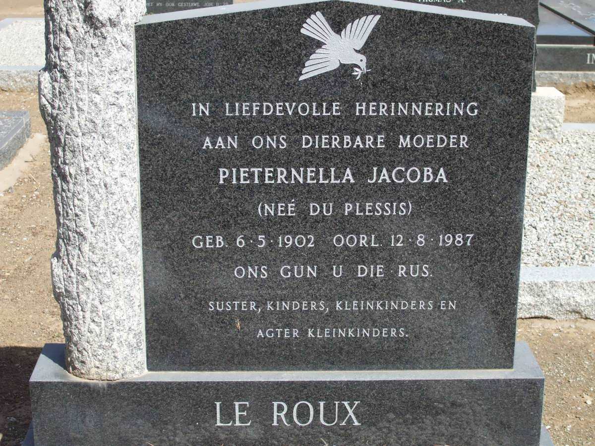 ROUX Pieternella Jacoba, le nee DU PLESSIS 1902-1987