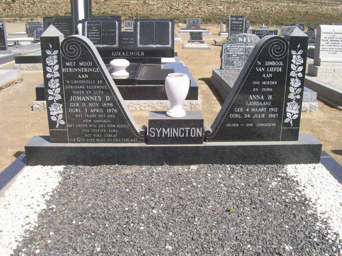 SYMINGTON Johannes D. 1898-1976 &amp; Anna H. JORDAAN 1912-1987