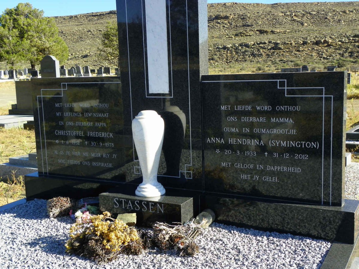 STASSEN Christoffel Frederick 1932-1978 &amp; Anna Hendrina SYMINGTON 1933-2012