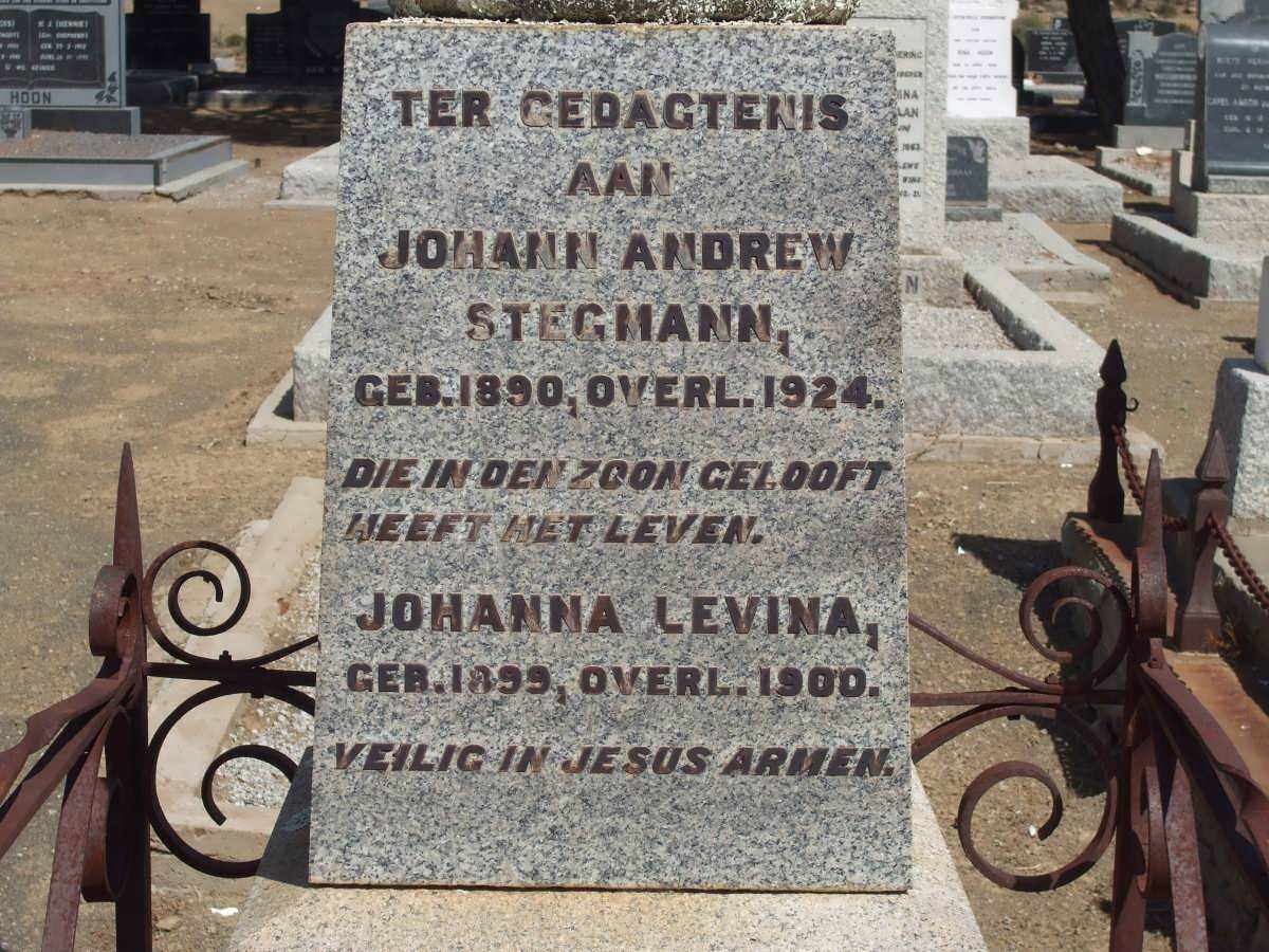 STEGMANN Johann Andrew 1890-1924 :: STEGMANN Johanna Levina 1899-1900
