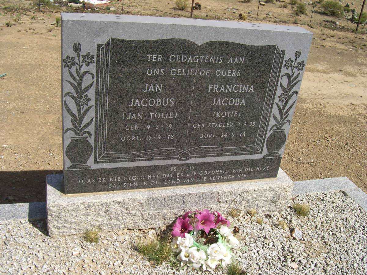 TOIT Jan Jacobus, du &amp; Francina Jacoba STADLER 1935-1978