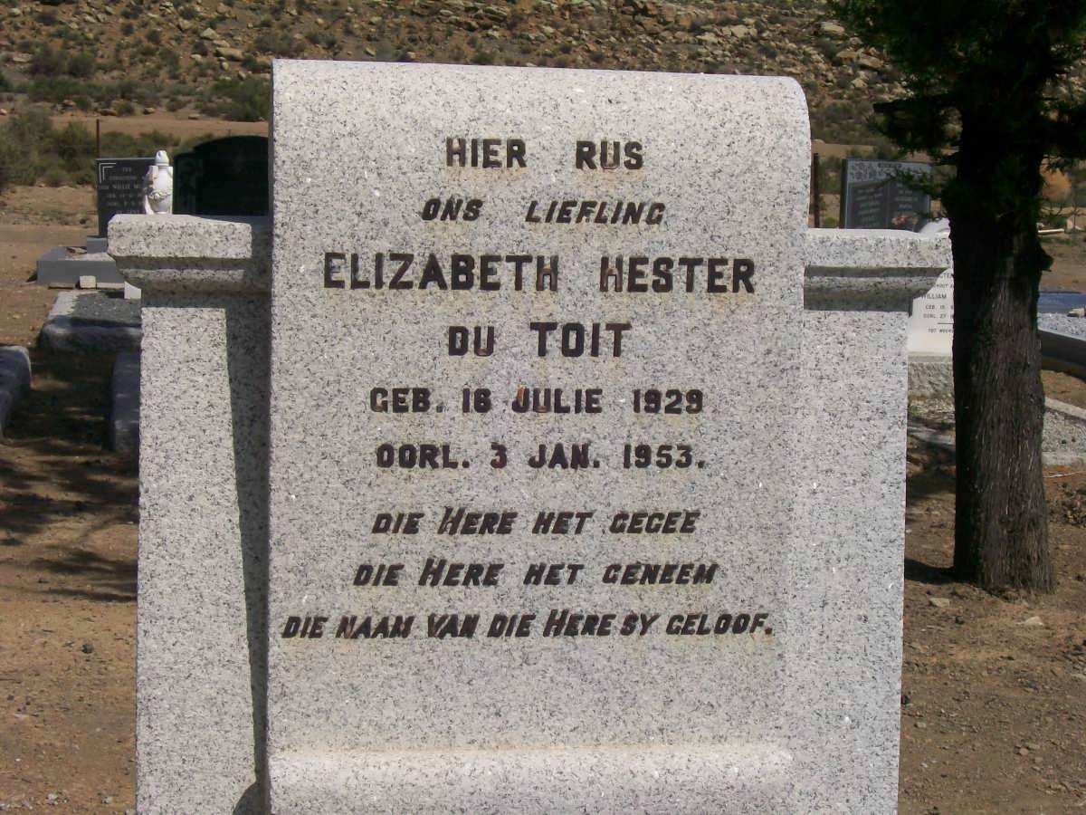 TOIT Elizabeth Hester, du 1929-1953