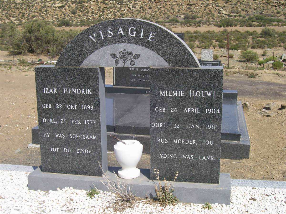 VISAGIE Izak Hendrik 1893-1977 &amp; Miemie LOUW 1904-1981