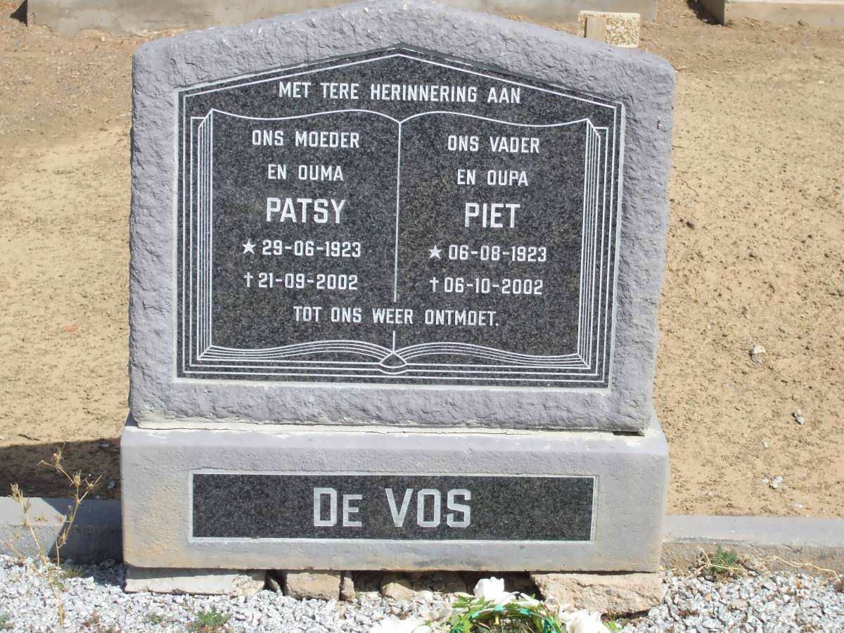 VOS Piet, de 1923-2002 &amp; Patsy 1923-2002