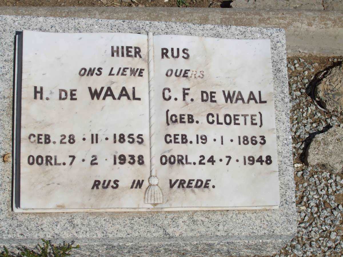 WAAL H., de 1855-1938 &amp; C.F. CLOETE 1863-1948