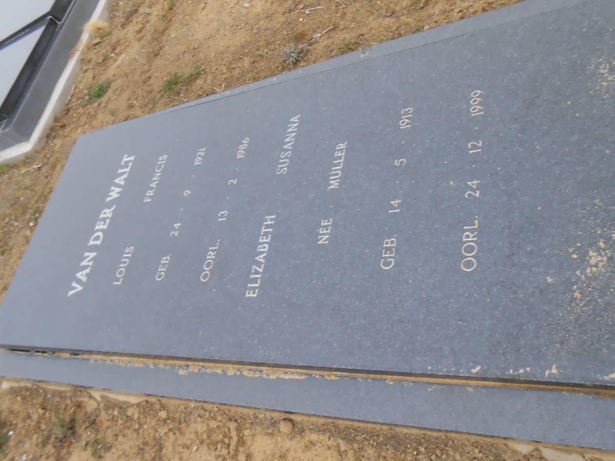 WALT Louis Francis, van der 1921-1986 &amp; Elizabeth Susanna MULLER 1913-1999
