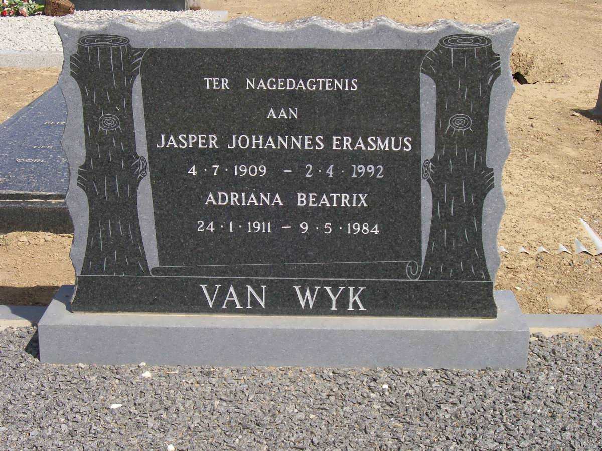 WYK Jasper Johannes Erasmus, van 1909-1992 &amp; Adriana Beatrix 1911-1984