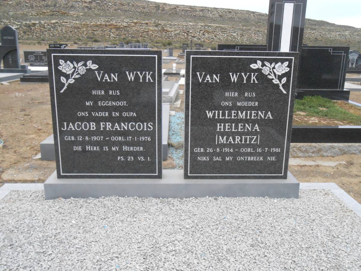 WYK Jacob Francois, van 1907-1976 &amp; Willemiena Helena MARITZ 1914-1981