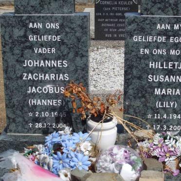 ? Johannes Zacharias Jacobus 1945-2004  &amp; Hilletje Susanna Maria 1945-2001