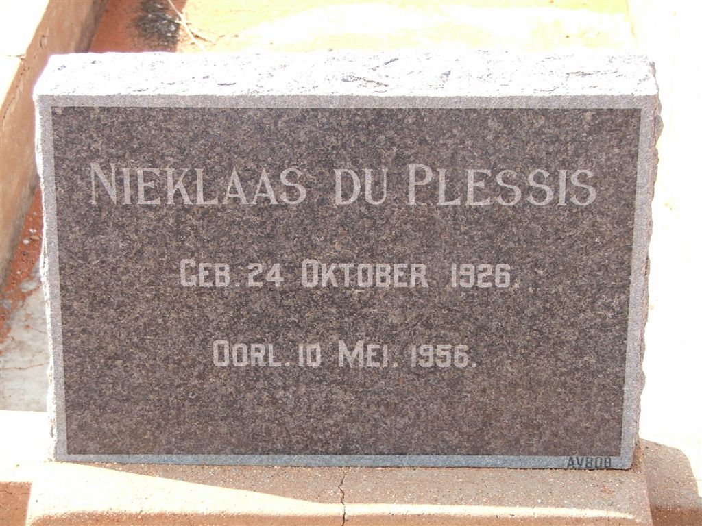 PLESSIS Nieklaas, du 1926-1956