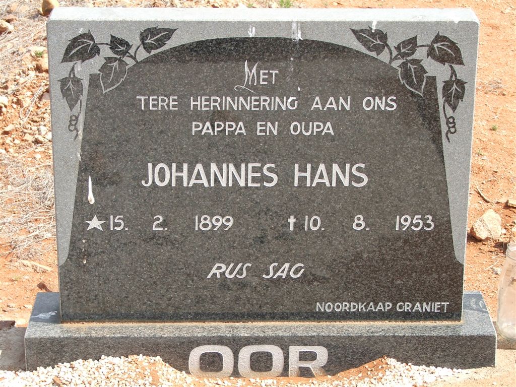 OOR Johannes Hans 1899-1953