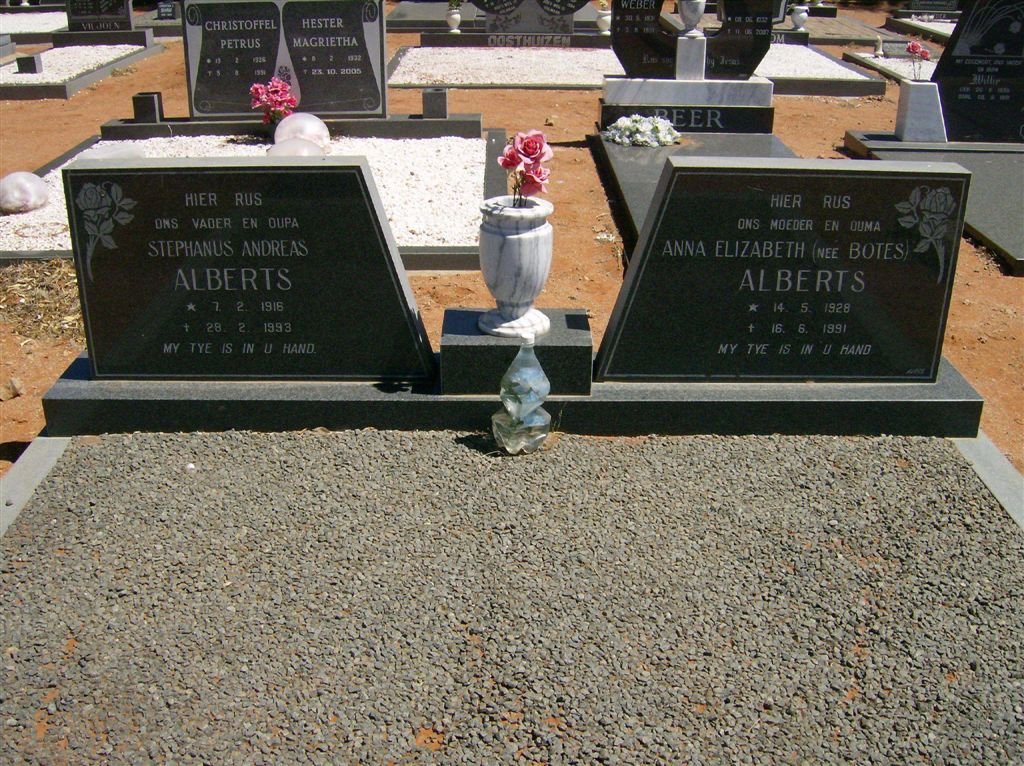 ALBERTS Stephanus Andreas 1916-1993 &amp; Anna Elizabeth BOTES 1928-1991
