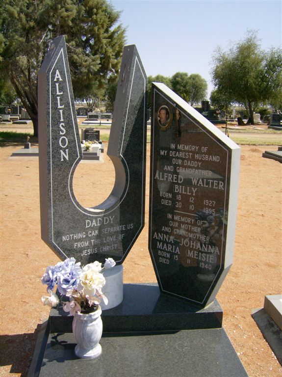 ALLISON Alfred Walter 1927-1995 &amp; Anna Johanna Maria 1940-