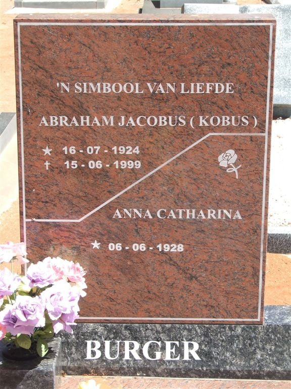 BURGER Abraham Jacobus 1924-1999 &amp; Anna Catharina 1928-