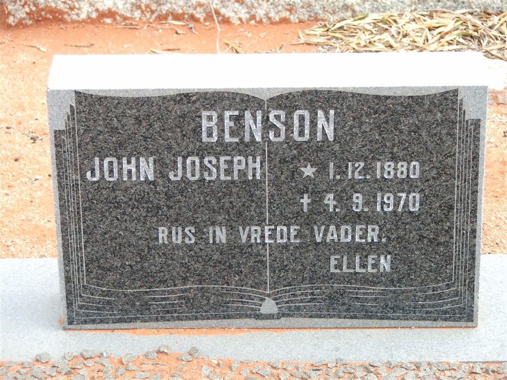 BENSON John Joseph 1880-1970