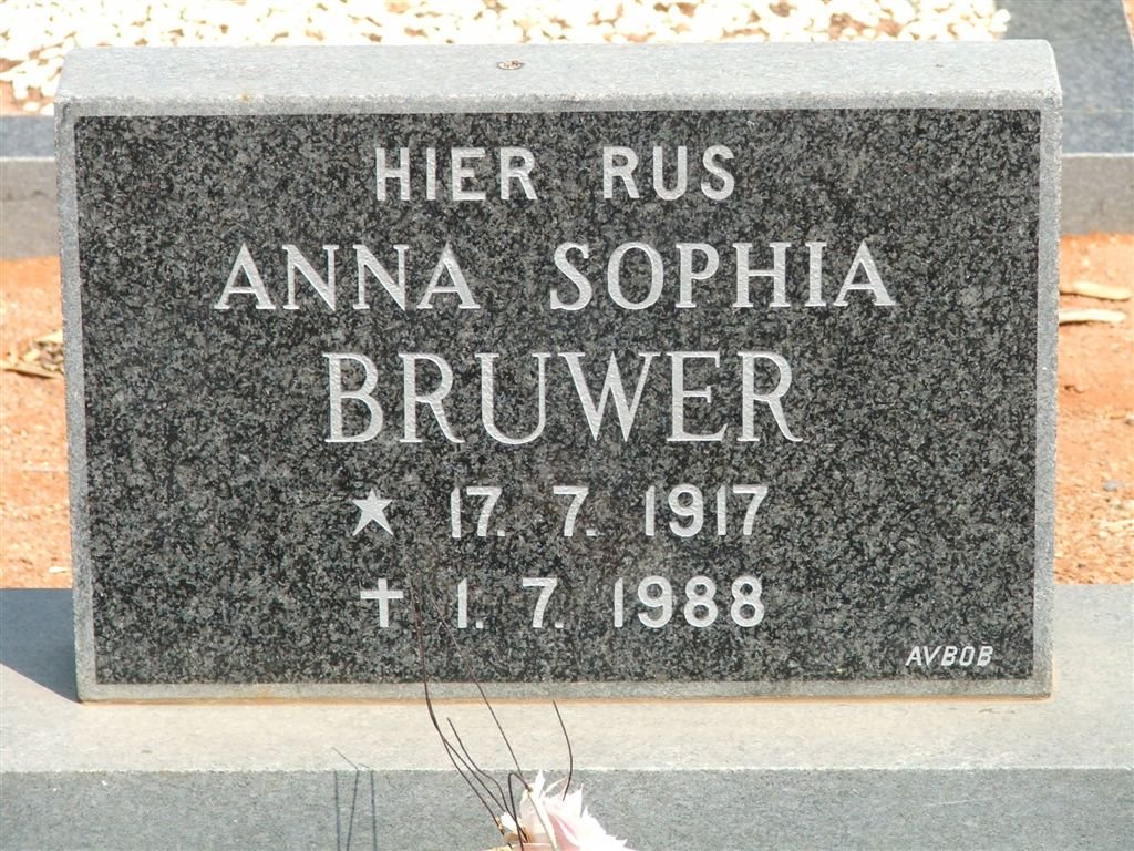 BRUWER Anna Sophia 1917-1988