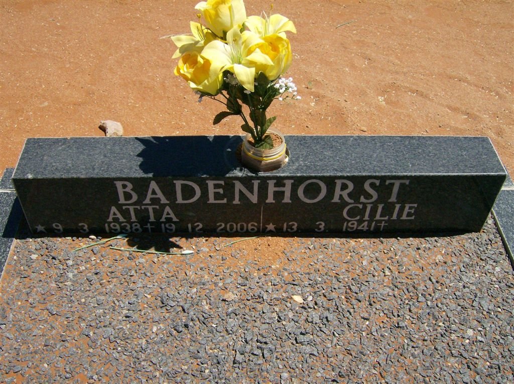 BADENHORST Atta 1938-2006 &amp; Cilie 1941-