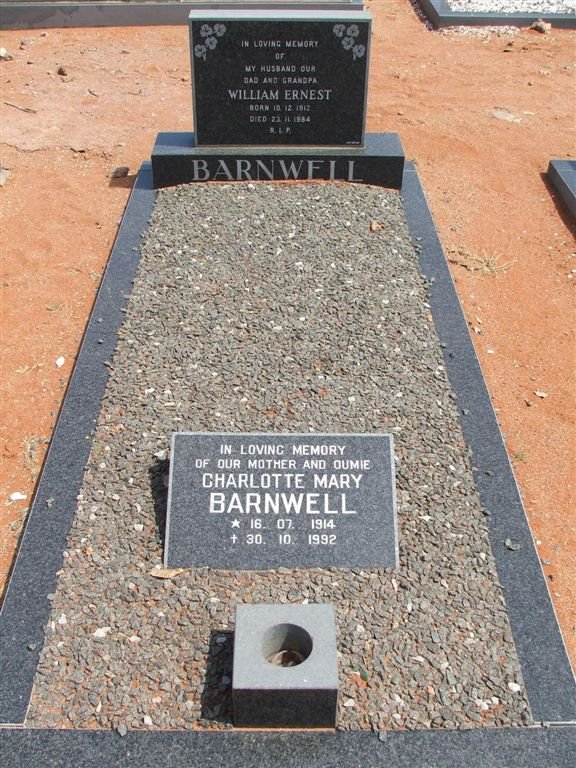 BARNWELL William Ernest 1912-1984 &amp; Charlotte Mary 1914-1992