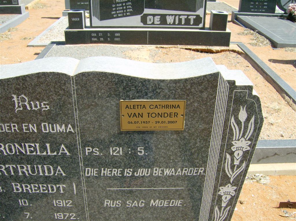 TONDER Aletta Cathrina, van 1937-2007