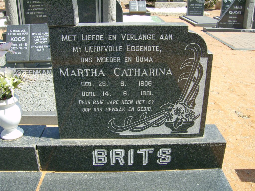 BRITS Martha Catharina 1906-1981