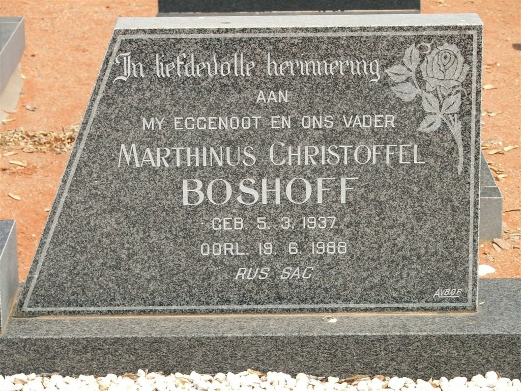 BOSHOFF Marthinus Christoffel 1937-1988