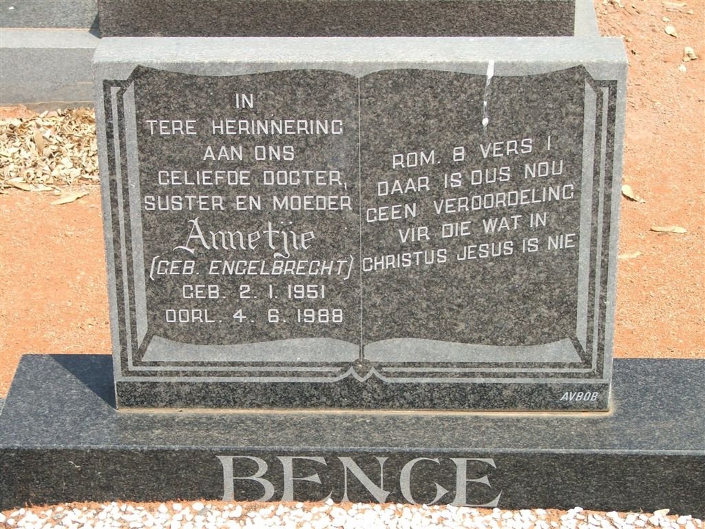 BENGE Annetjie nee ENGELBRECHT 1951-1988