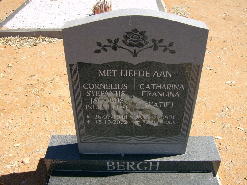 BERGH Cornelius Stefanus Jacobus 1918-2002 &amp; Catharina Francina 1921-2006