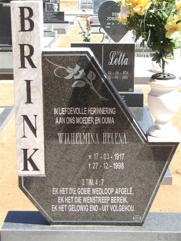 BRINK Wilhelmina Helena 1917-1998