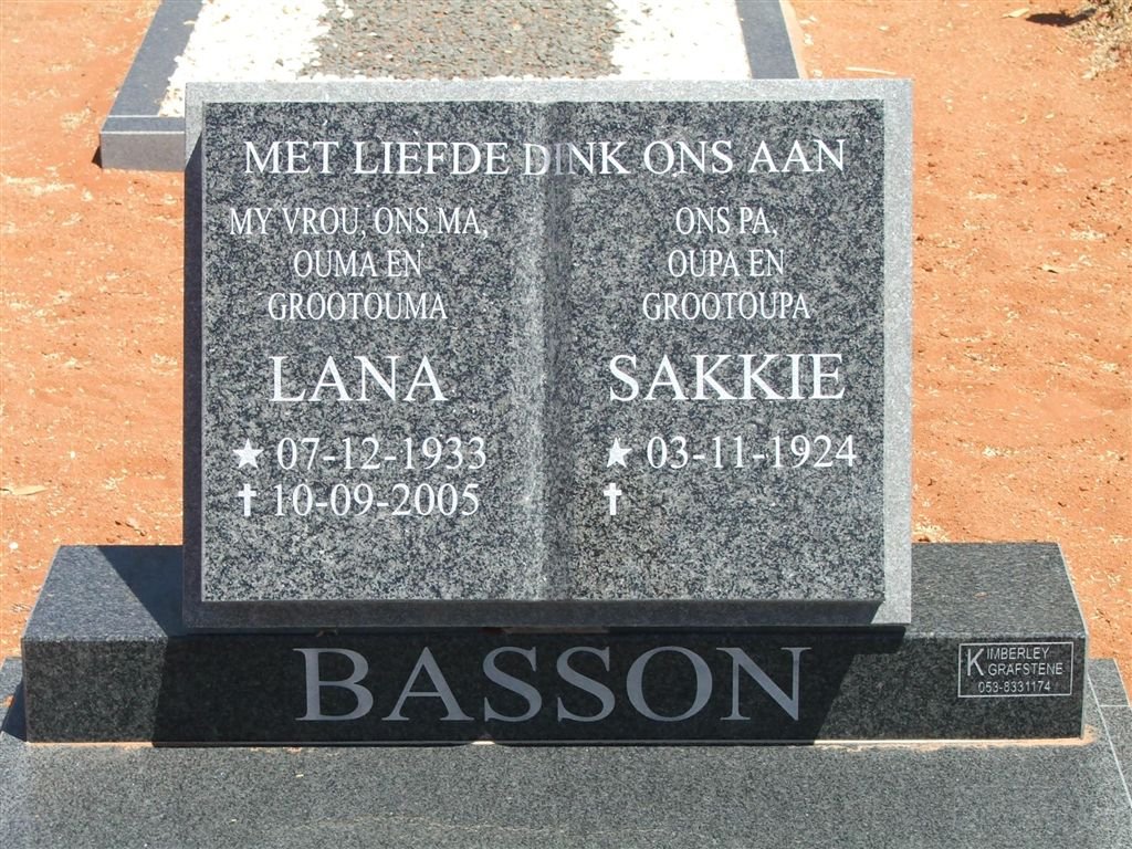 BASSON Sakkie 1924-  &amp; Lana 1933-2005