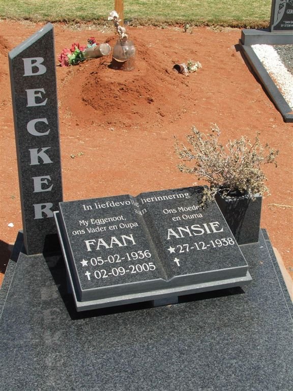 BECKER Faan 1936-2005 &amp; Ansie 1938-