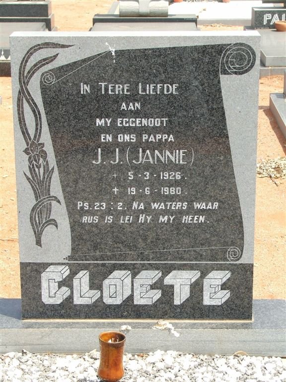 CLOETE J.J. 1926-1980