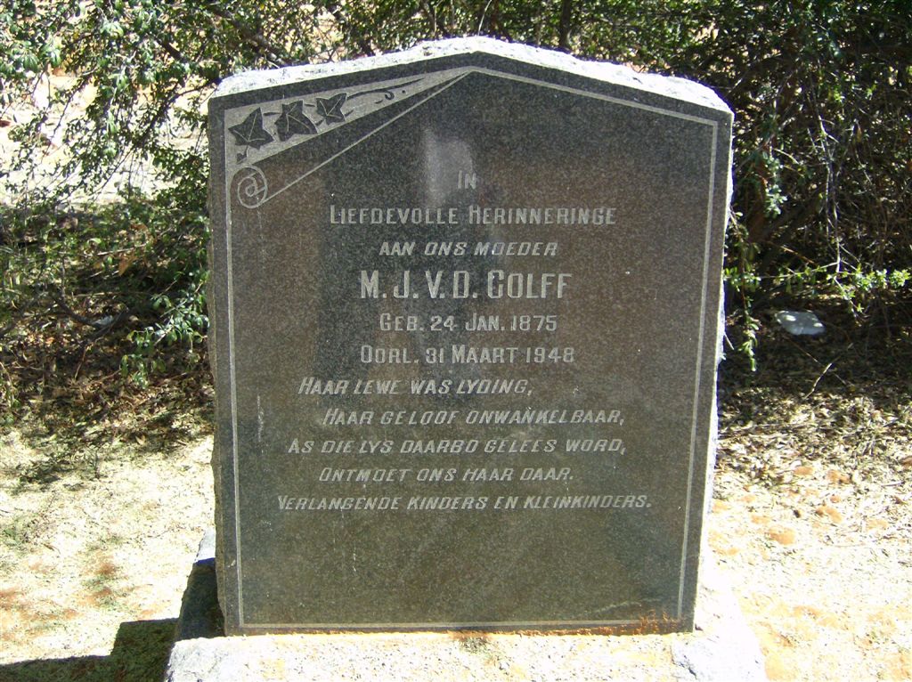 COLFF M.J., v.d 1875-1948