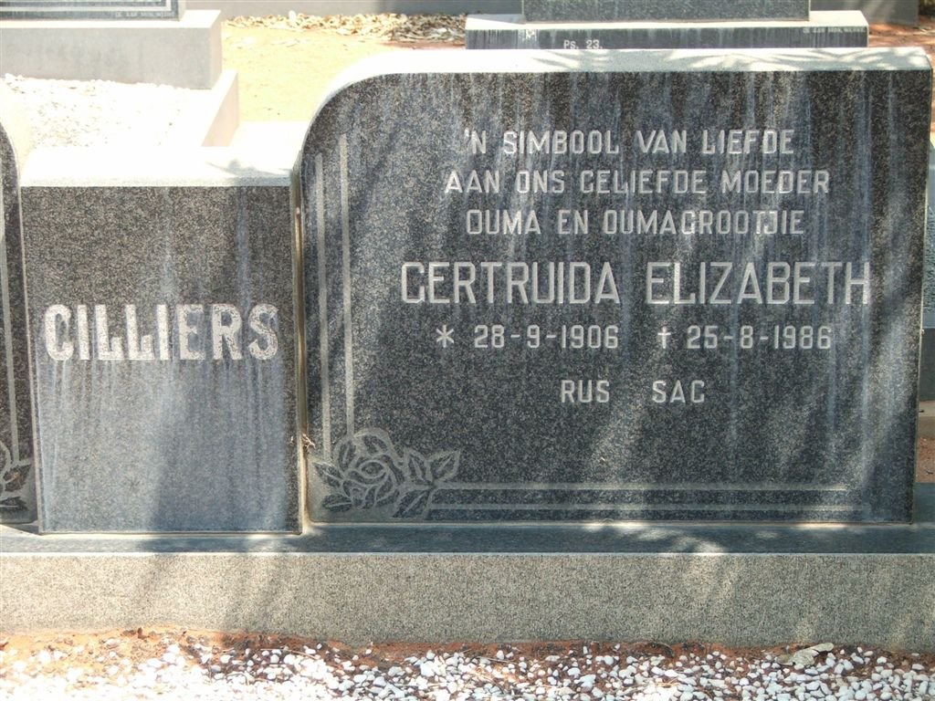 CILLIERS Gertruida Elizabeth 1906-1986