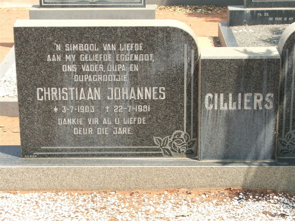 CILLIERS Christiaan Johannes 1903-1981