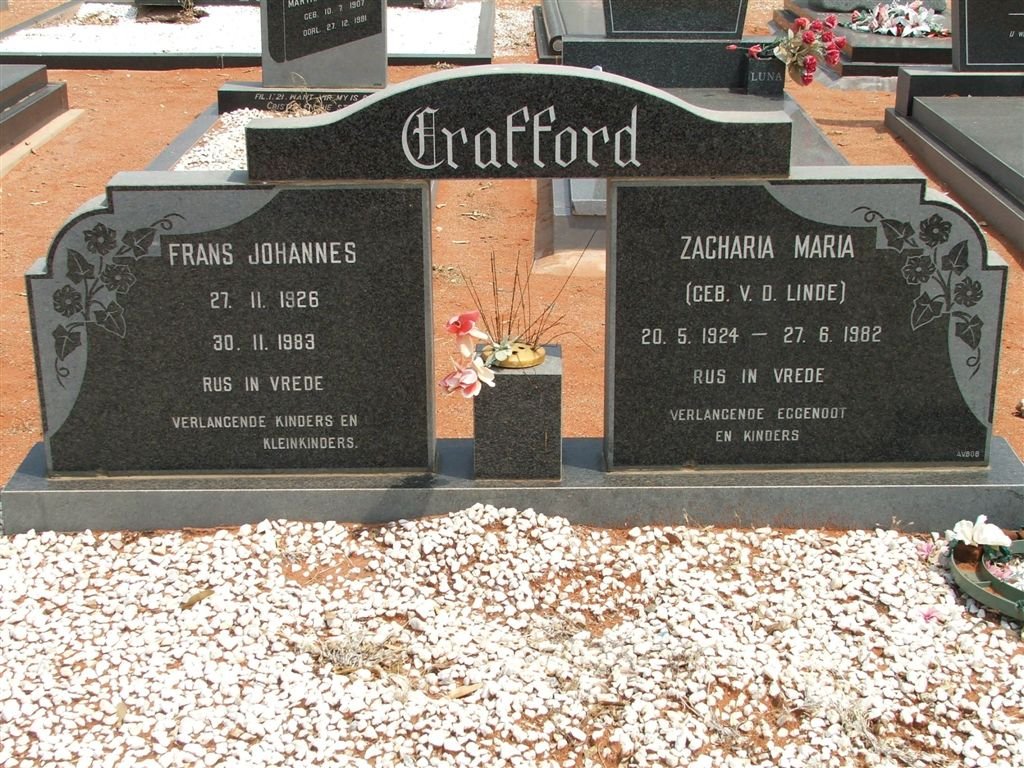 CRAFFORD Frans Johannes 1926-1983 &amp; Zacharia Maria V.D.LINDE 1924-1982