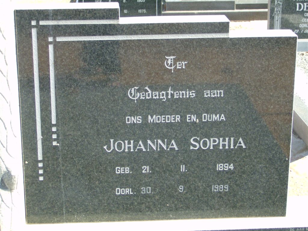 DERKS Johanna Sophia 1894-1989