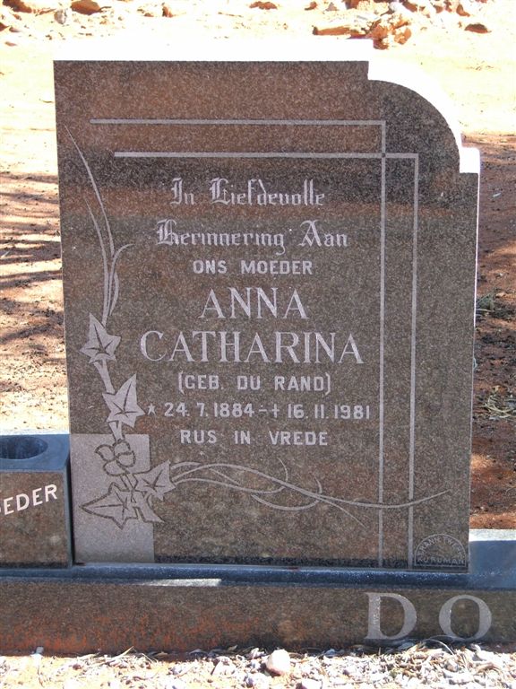 DOMAN Anna Catharina nee DU RAND 1884-1981