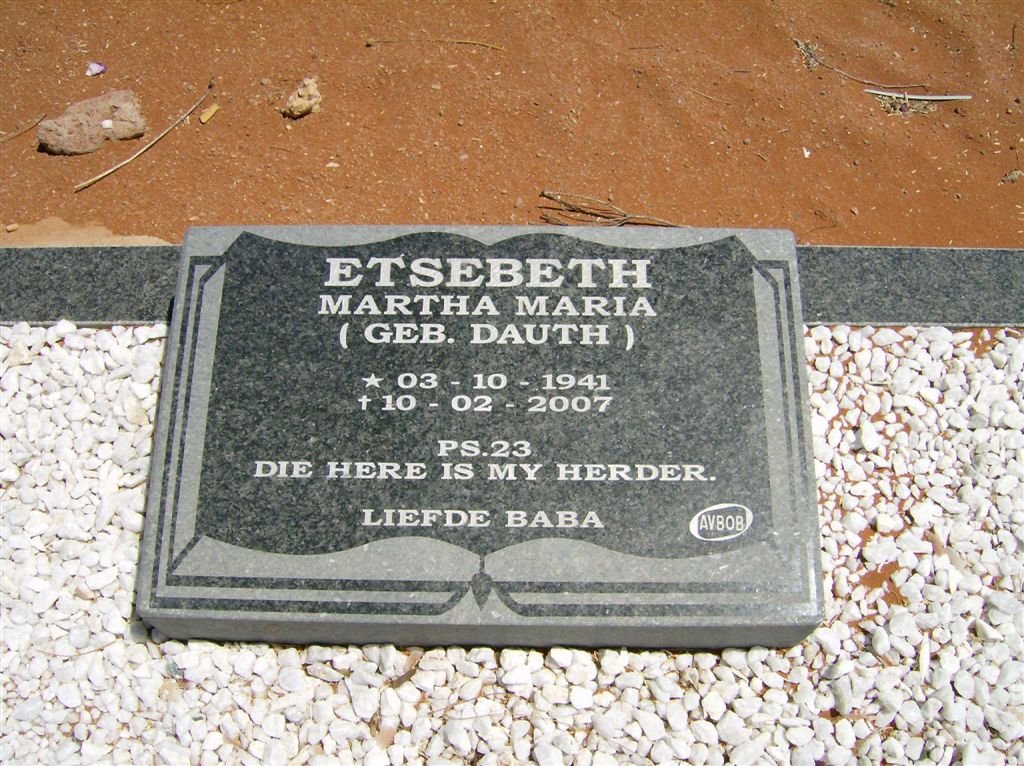 ETSEBETH Martha Maria nee DAUTH 1941-2007
