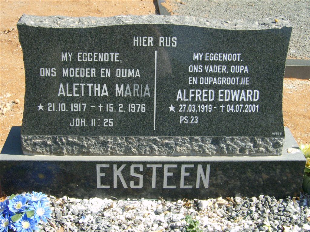 EKSTEEN Alfred Edward 1919-2001 &amp; Alettha Maria 1917-1976