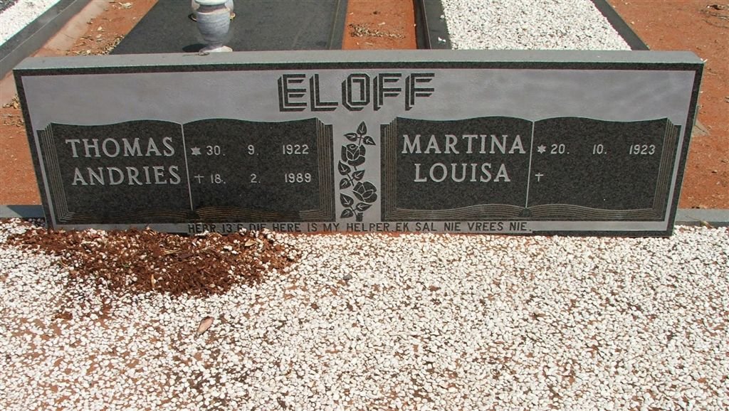 ELOFF Thomas Andries 1922-1989 &amp; Martina Louisa 1923-