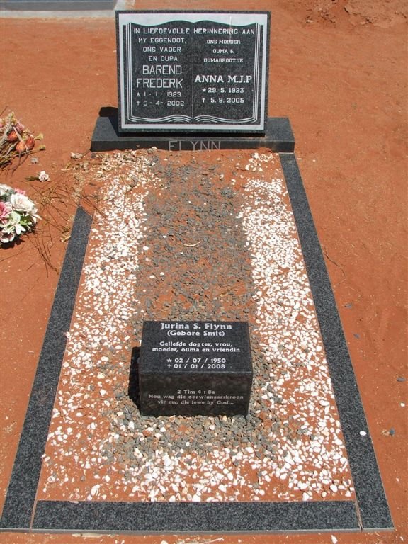 FLYNN Barend Frederik 1923-2002 &amp; Anna M.J.P. 1923-2005 :: FLYNN Jurina S. nee SMIT 1950-2008