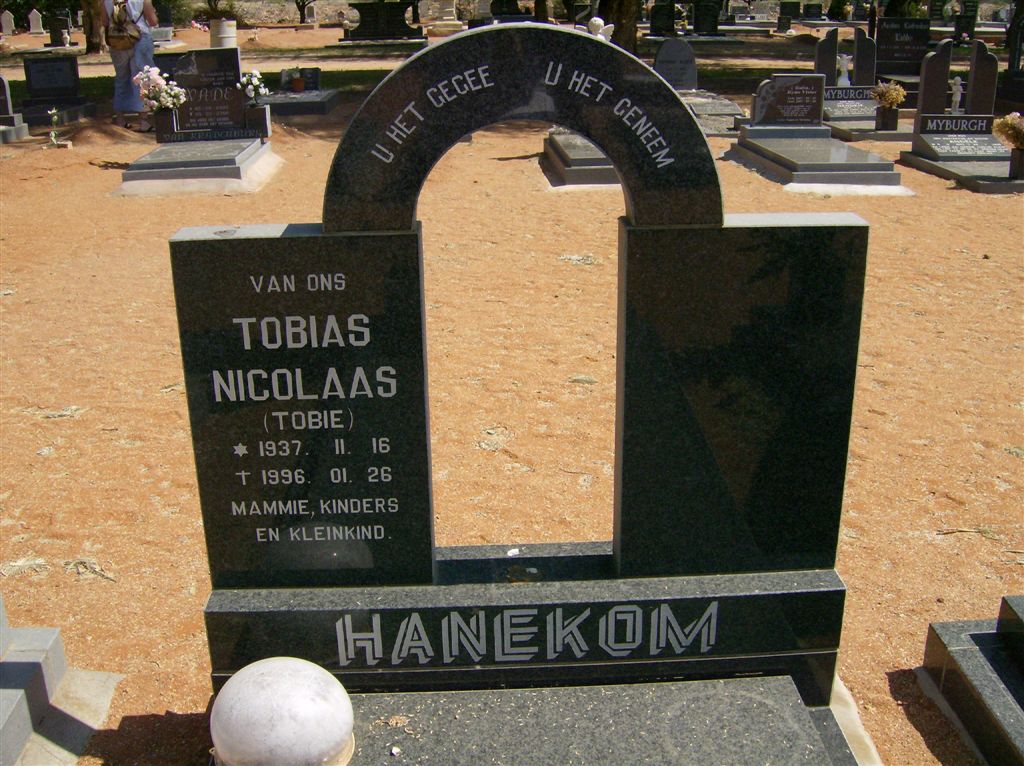 HANEKOM Tobias Nicolaas 1937-1996