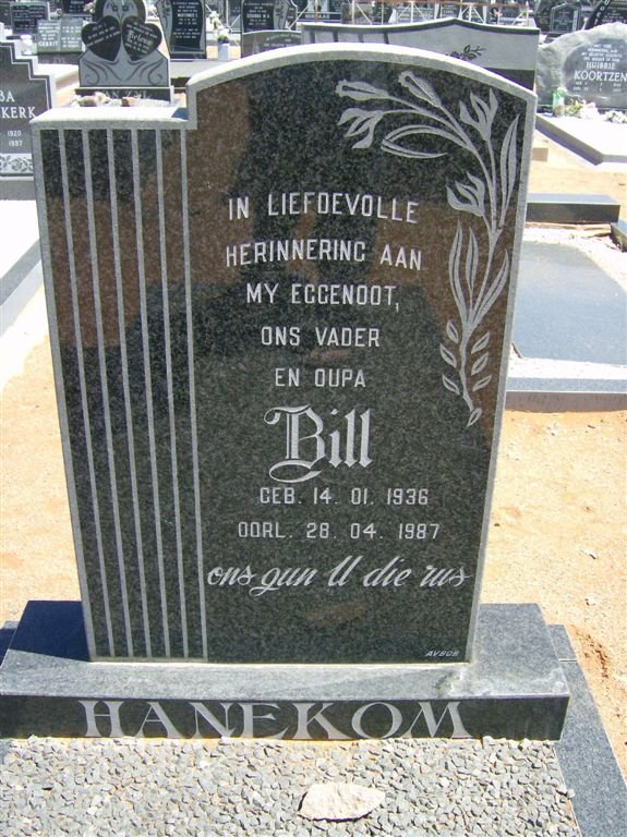 HANEKOM Bill 1936-1987