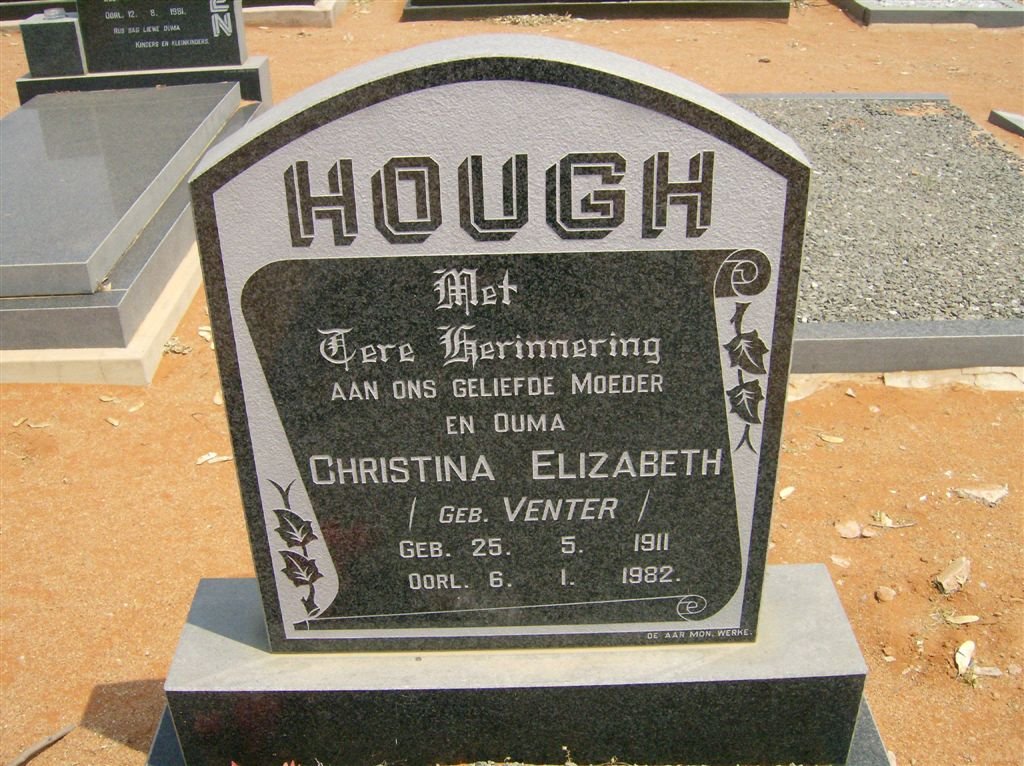 HOUGH Christina Elizabeth nee VENTER 1911-1982