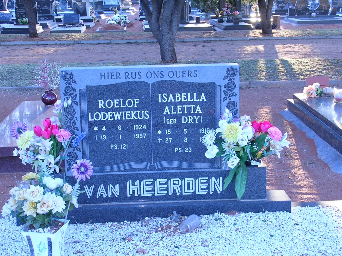 HEERDEN Roelof Lodewiekus, van 1924-1997 &amp; Isabella Aletta DRY 1915-1995