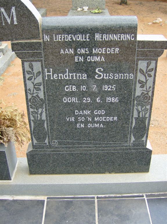HANEKOM Hendrina Susanna 1925-1986