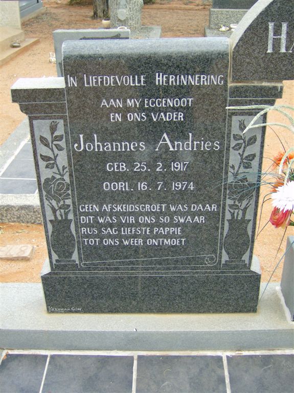 HANEKOM Johannes Andries 1917-1974